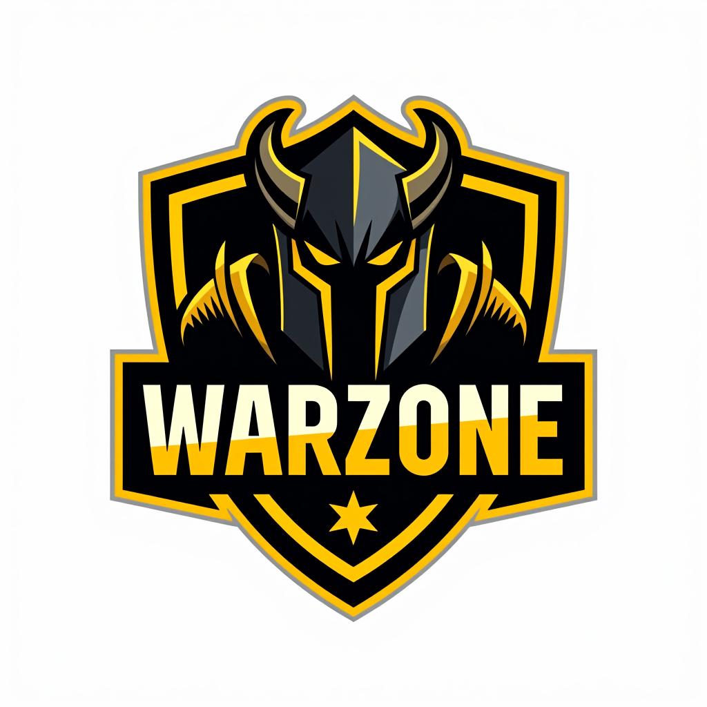  design a logo, esports logo, warrior theme, with text ‘warzone’, black and yellow color