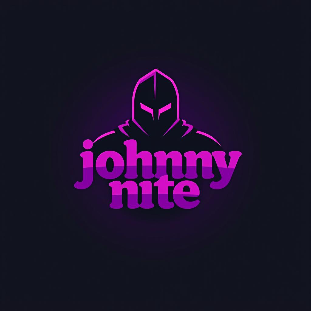  design a logo, in a minimalism style. knight graffiti purple and black, with the text 'johnny nite'.