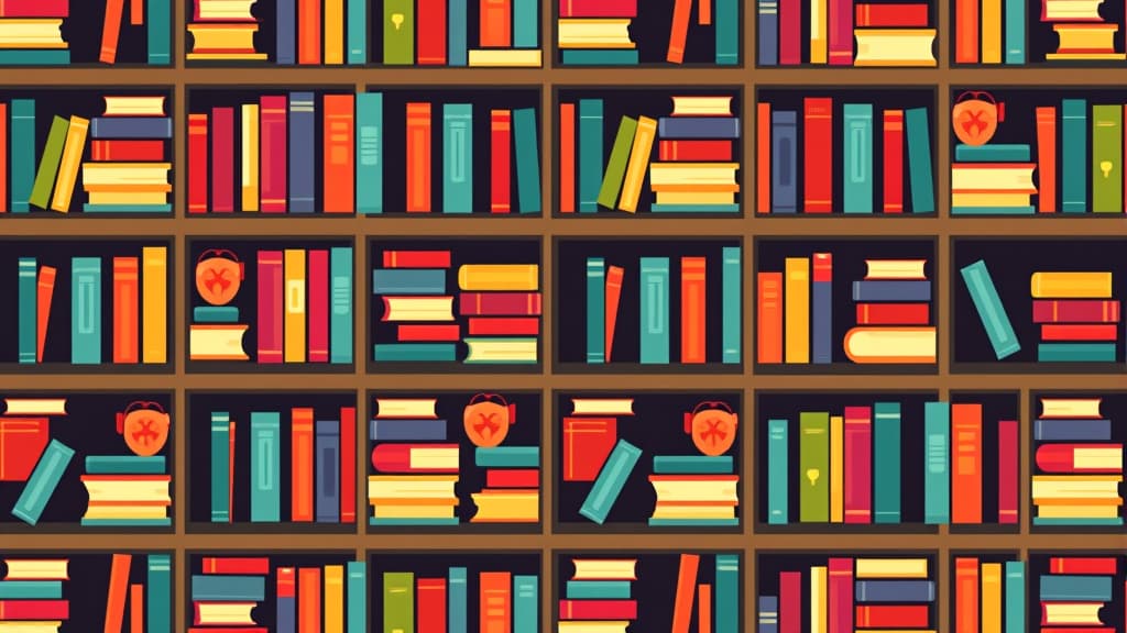  seamless pattern background illustration made of colorful books like a bookcase