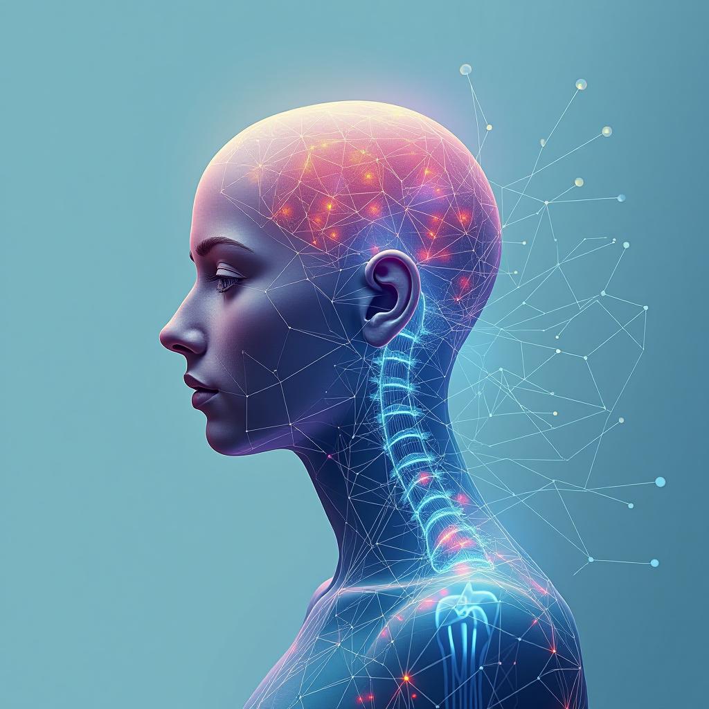  cancer awareness conceptual generative ai illustration with bald hairless person after chemo treatment