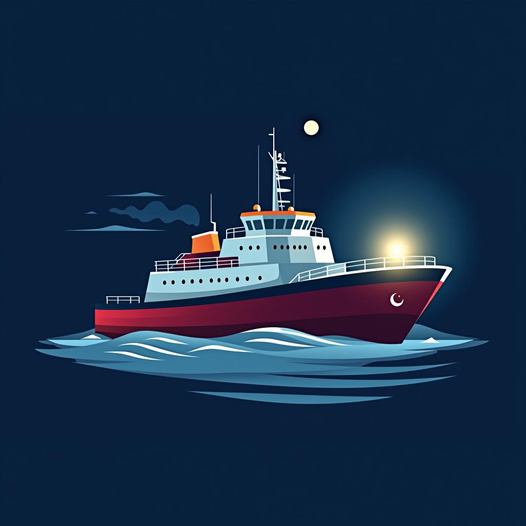  design a logo, an icebreaker boat and a light on