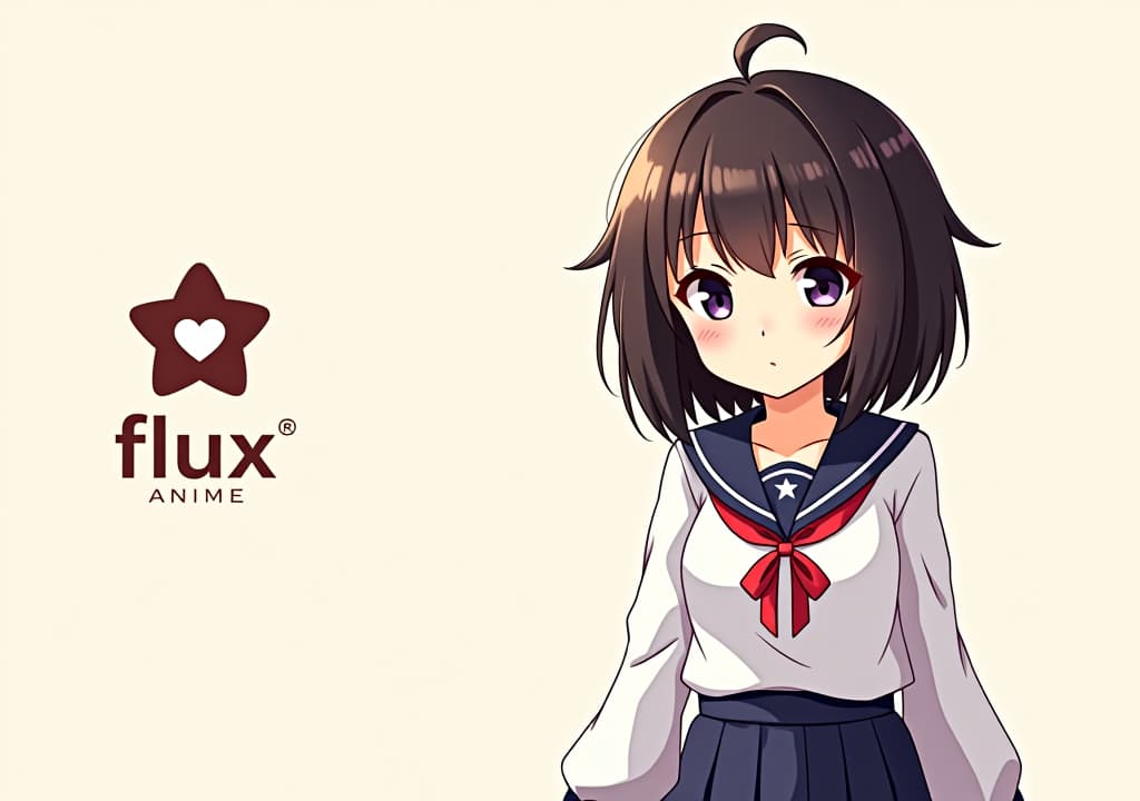  anime, anime sytle, anime image, cartoon, real cartoon, real anime, logo of "flux anime", girl