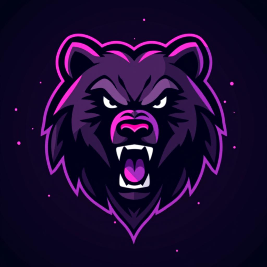  design a logo, esports logo, angry bear, black and purple color