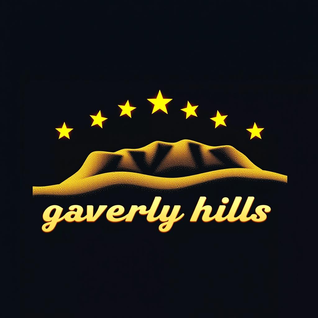  design a logo, glamou glitzer gold hollywood kamera beverly hills , with the text 'gaverly hills'.