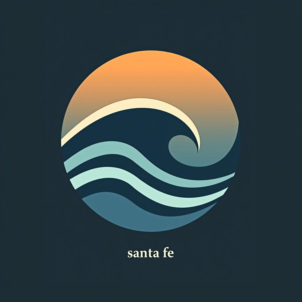  design a logo, earth logo, minimal modern style, with the text 'blue waves in santa fe'.