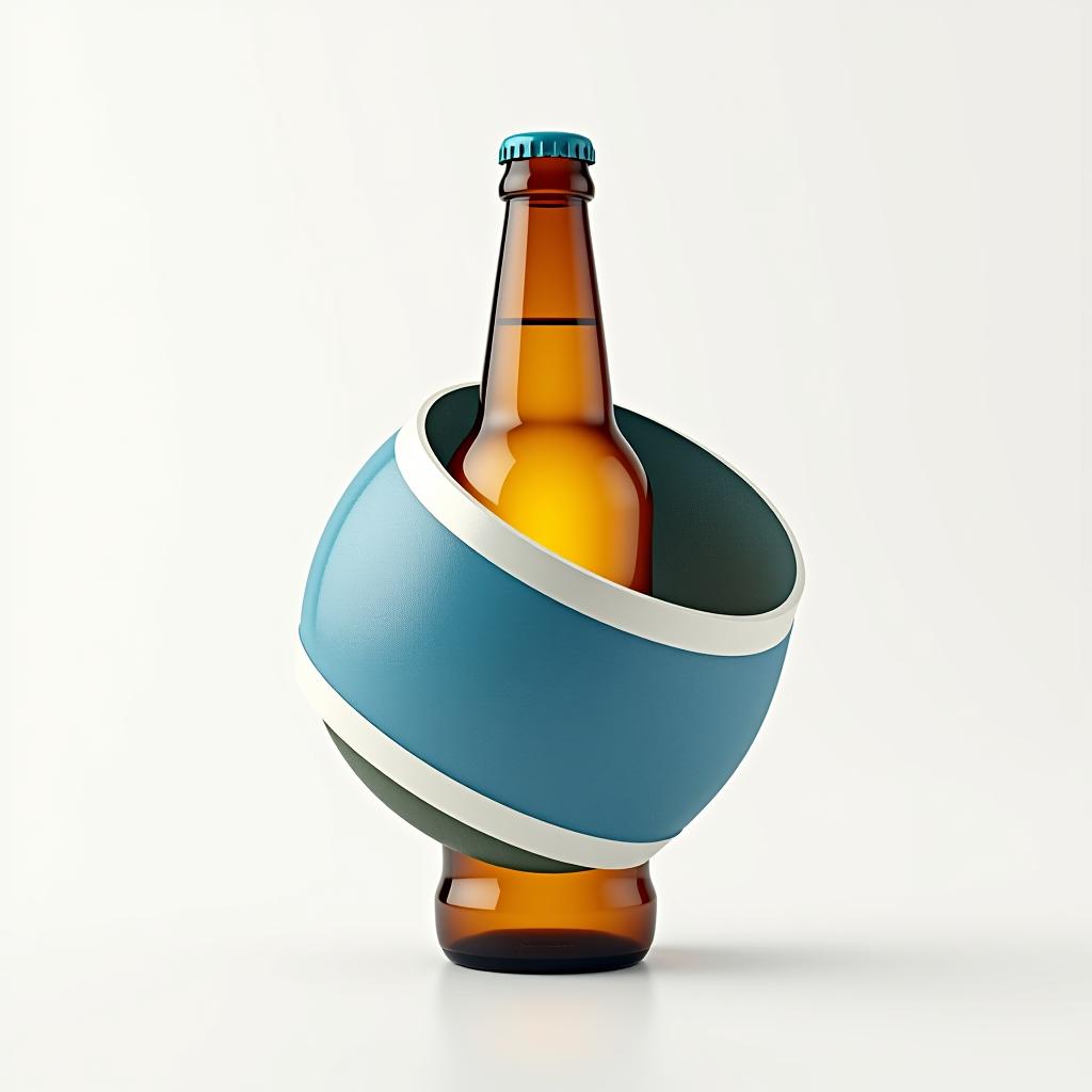  create an simple minimalistic icon on a white background where a beer bottle stands in front of a globe, with the earth designed as a label wrapped around the bottle. , (4k, best quality, masterpiece:1.2), ultrahigh res, highly detailed, sharp focus, (perfect image composition)