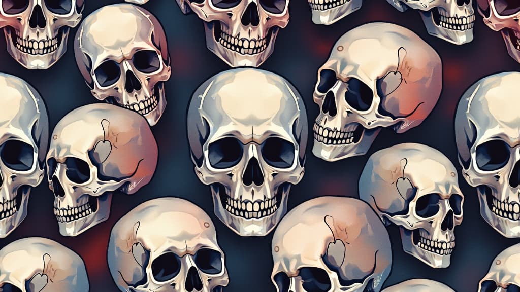  abstract pattern with human skulls. background of human skulls in watercolor style. halloween pattern with skulls. spooky pattern for halloween prints and designs.