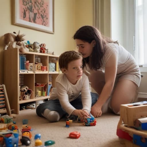 Image: Tommy and Tina playing in their room, surrounded by toys]