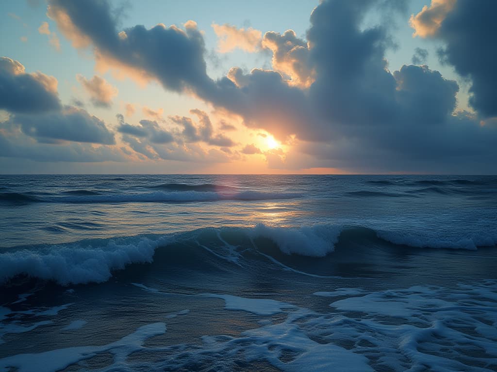  ocean, clouds, dawn