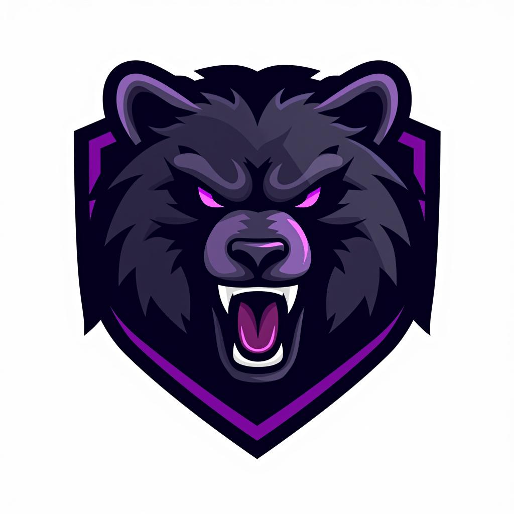  design a logo, esports logo, angry bear, black and purple color