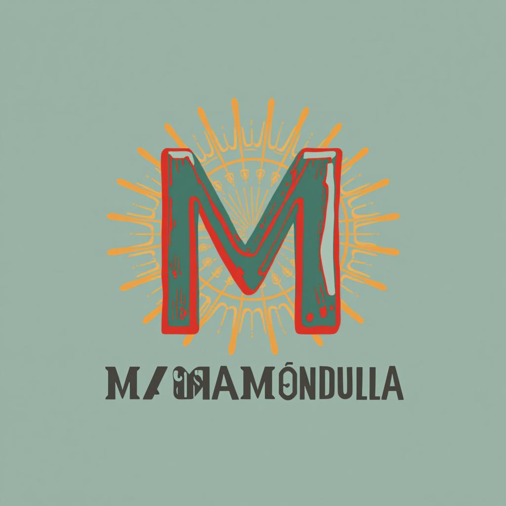  design a logo, una m y una camándula , with the text 'm'.