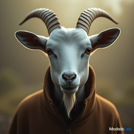  a goat hyperrealistic, full body, detailed clothing, highly detailed, cinematic lighting, stunningly beautiful, intricate, sharp focus, f/1. 8, 85mm, (centered image composition), (professionally color graded), ((bright soft diffused light)), volumetric fog, trending on instagram, trending on tumblr, HDR 4K, 8K