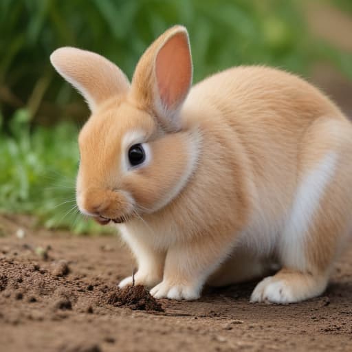 Cute Rabbit Eating Poo