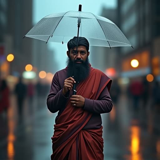  2s plus size indian walking on street with transperant umbrella, heavy rain, dramatic clouds, transparent full size , hd clean face, blur public, huge extremely big, under, bbwsize, half body portrait, big , 8k, ultra hd hyperrealistic, full body, detailed clothing, highly detailed, cinematic lighting, stunningly beautiful, intricate, sharp focus, f/1. 8, 85mm, (centered image composition), (professionally color graded), ((bright soft diffused light)), volumetric fog, trending on instagram, trending on tumblr, HDR 4K, 8K