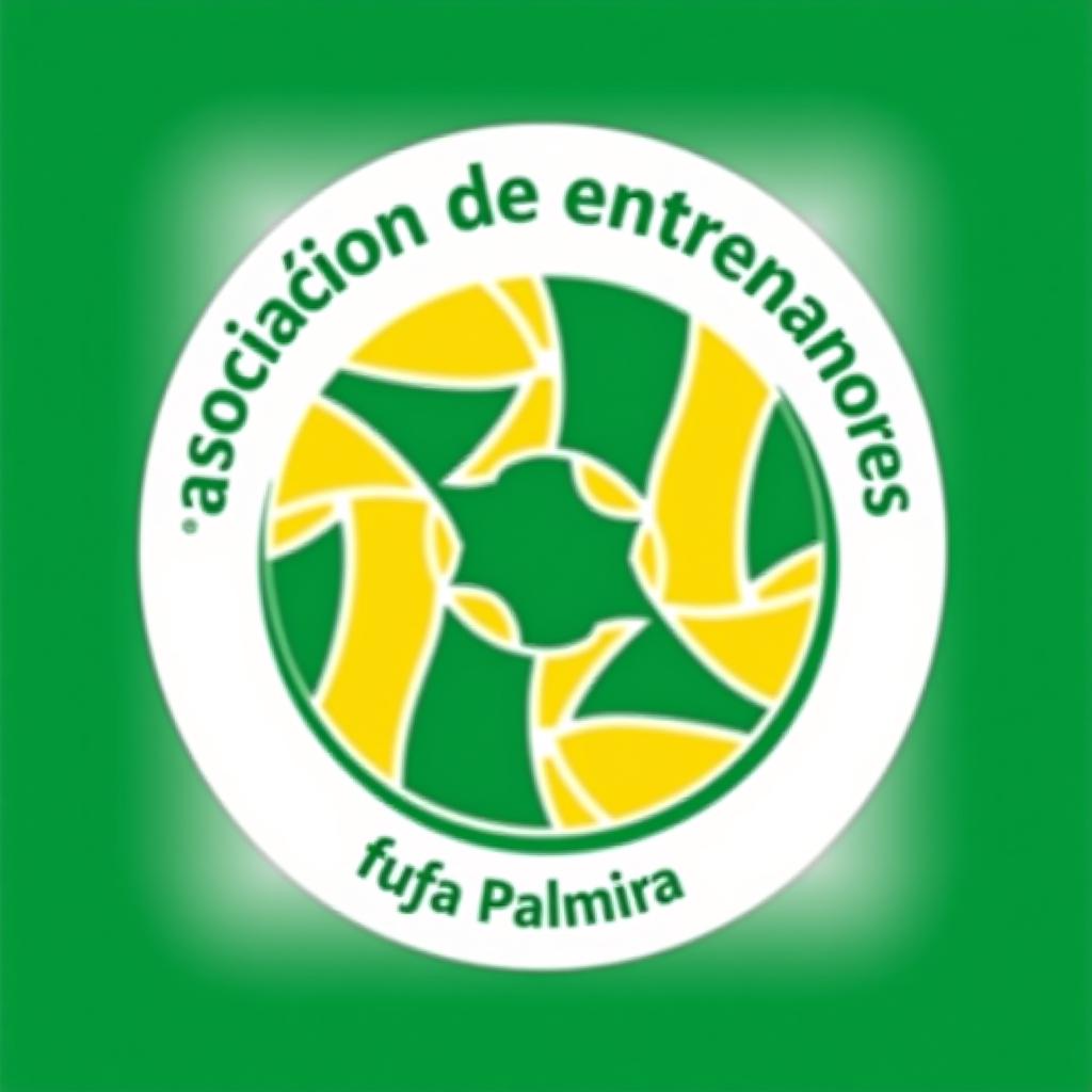  design a logo, asociación de entrenadores, colores blanco verde amarillo , with the text 'asociación de entrenadores de fútbol palmira '.