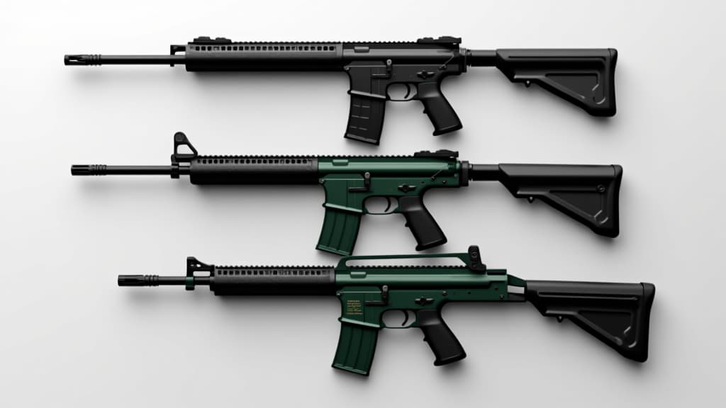  black and green firearms display 3d illustration 3d rendering