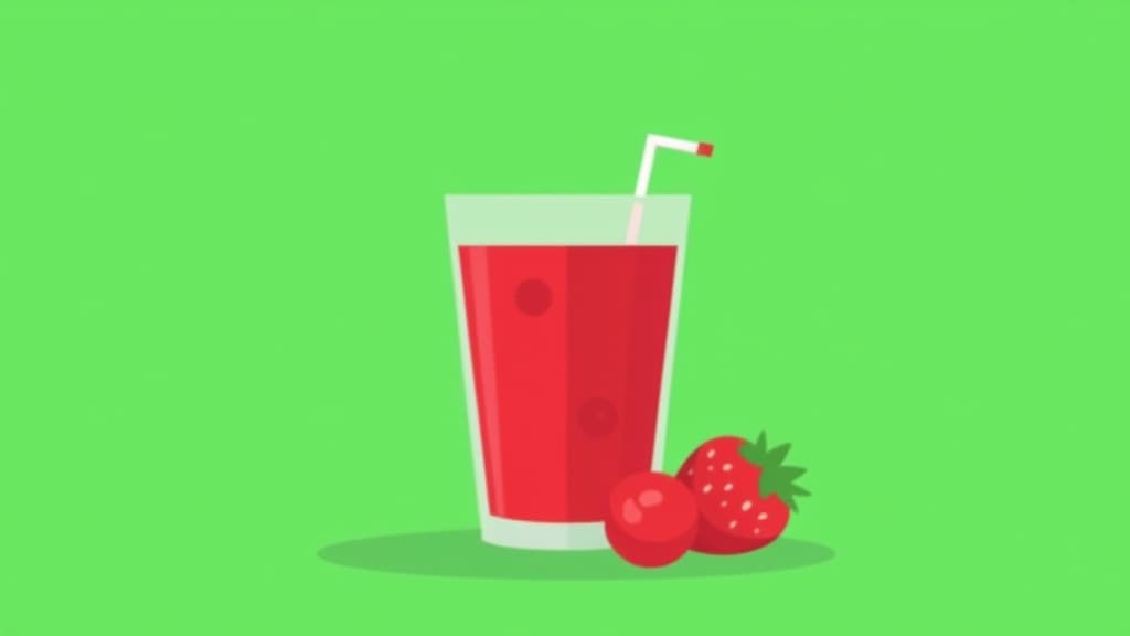  flat illustration, flaticon, (illustration:1.15), red juice isolated on green background in focus ar 16:9, [cory loftis, strobist, pascal campion :: 0.2]