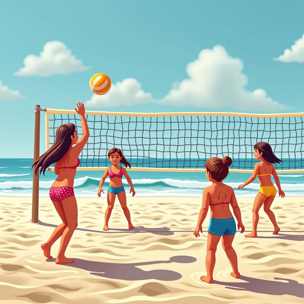  holiday for children on the sand, volleyball.