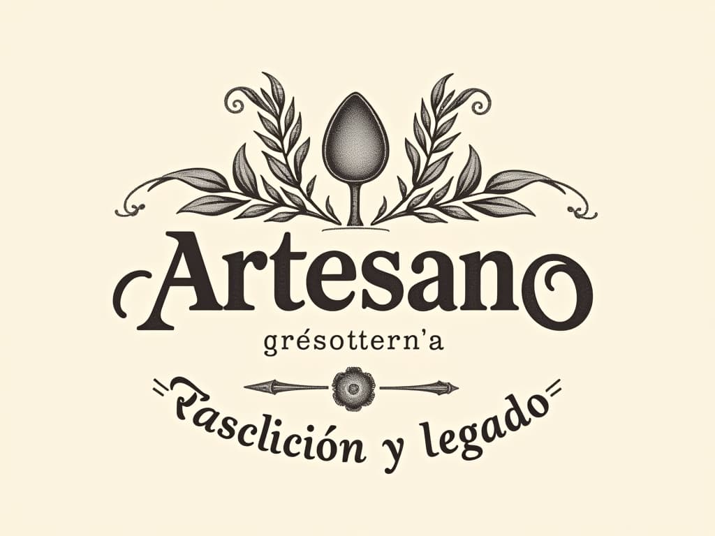  design a logo, in a pencil style. nombré de la marca “artesano” fondo con tonos claros, diseño elegante y simple con elementos de repostería, rodillo , with the text 'gastronomía, arte, tradición y legado'.