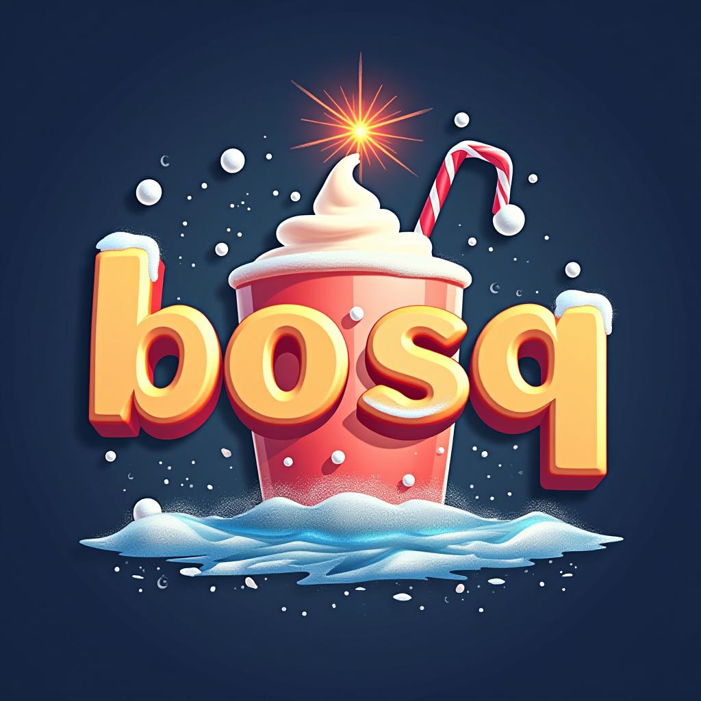  design a logo, in a threedrender style. goûte d’eau avec flocon de neige et éclair électrique , with the text 'bosq plb '.