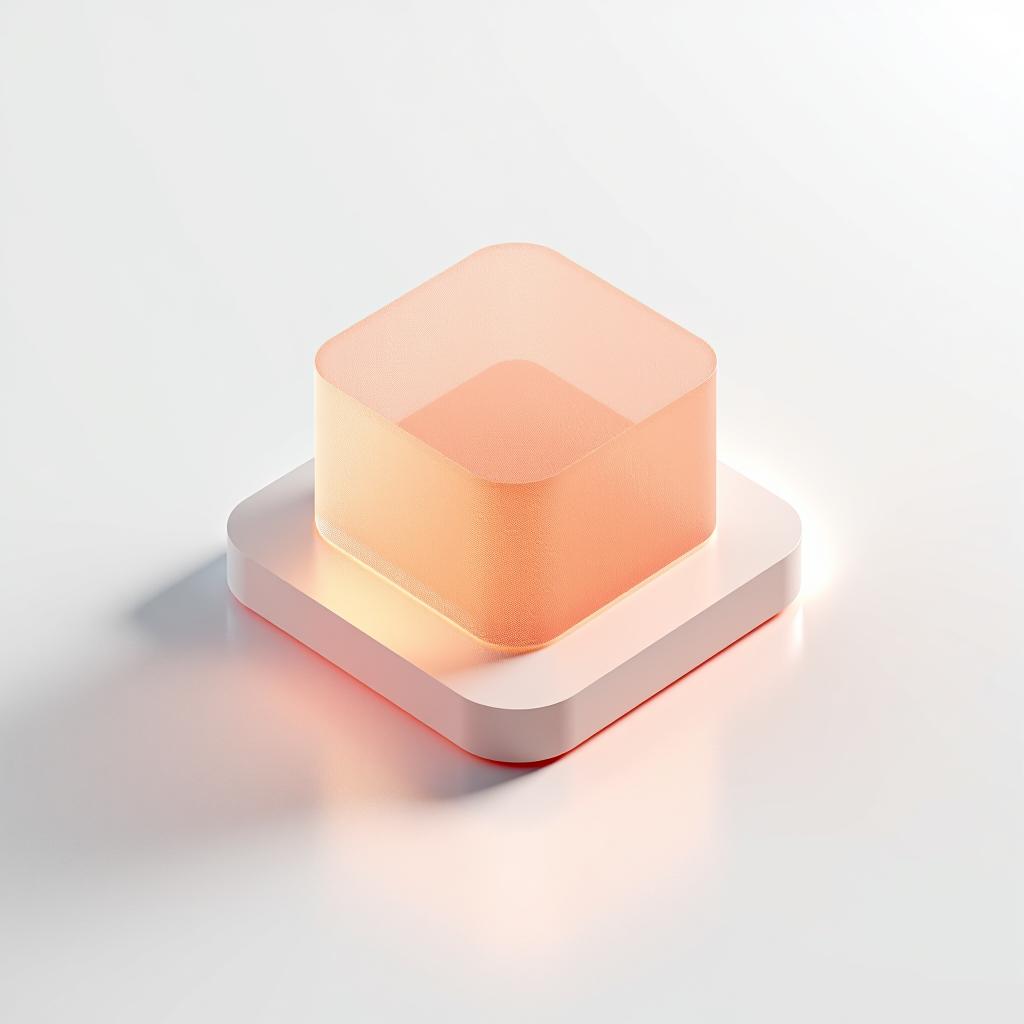  [rod] small icon, peach gradient, white background, frosted glass, transparent sense of science and technology, ultra minimalistic appearance, bright colors, studio lighting, peach and white background, industrial design, lots of details, ultra high definition, dribbling, pinterest, ray tracing, isometric view, blender, c4d, visualization tool oc seed 3062166470 version 6.0 in raw format