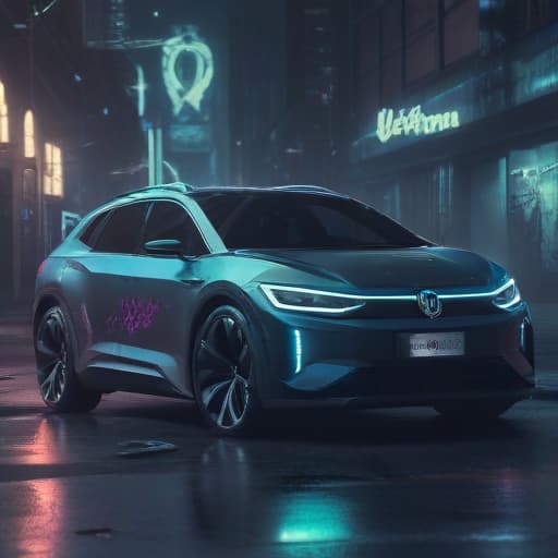 Volkswagen Id5 in Cyberpunk style with Weltraum background