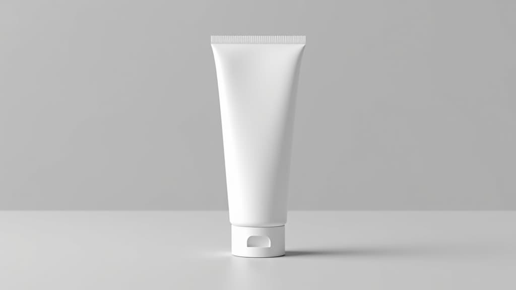  realistic 3d mock up of a blank cosmetic tube on light gray, perfect for product design presentations.