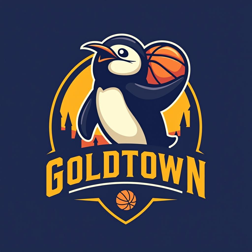  a logo for a basketball team called the "goldtown penguins"