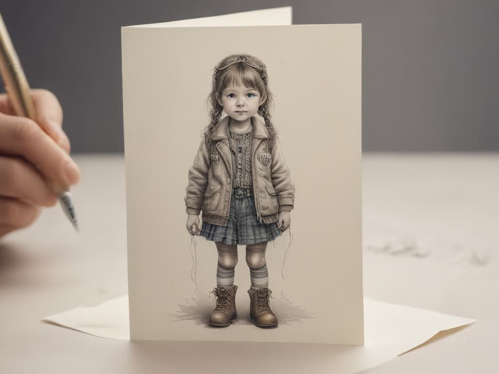 ultra realistic ((ultra realistic ((a heartfelt 'thank you' card drawn by a child)))) hyperrealistic, full body, detailed clothing, highly detailed, cinematic lighting, stunningly beautiful, intricate, sharp focus, f/1. 8, 85mm, (centered image composition), (professionally color graded), ((bright soft diffused light)), volumetric fog, trending on instagram, trending on tumblr, HDR 4K, 8K