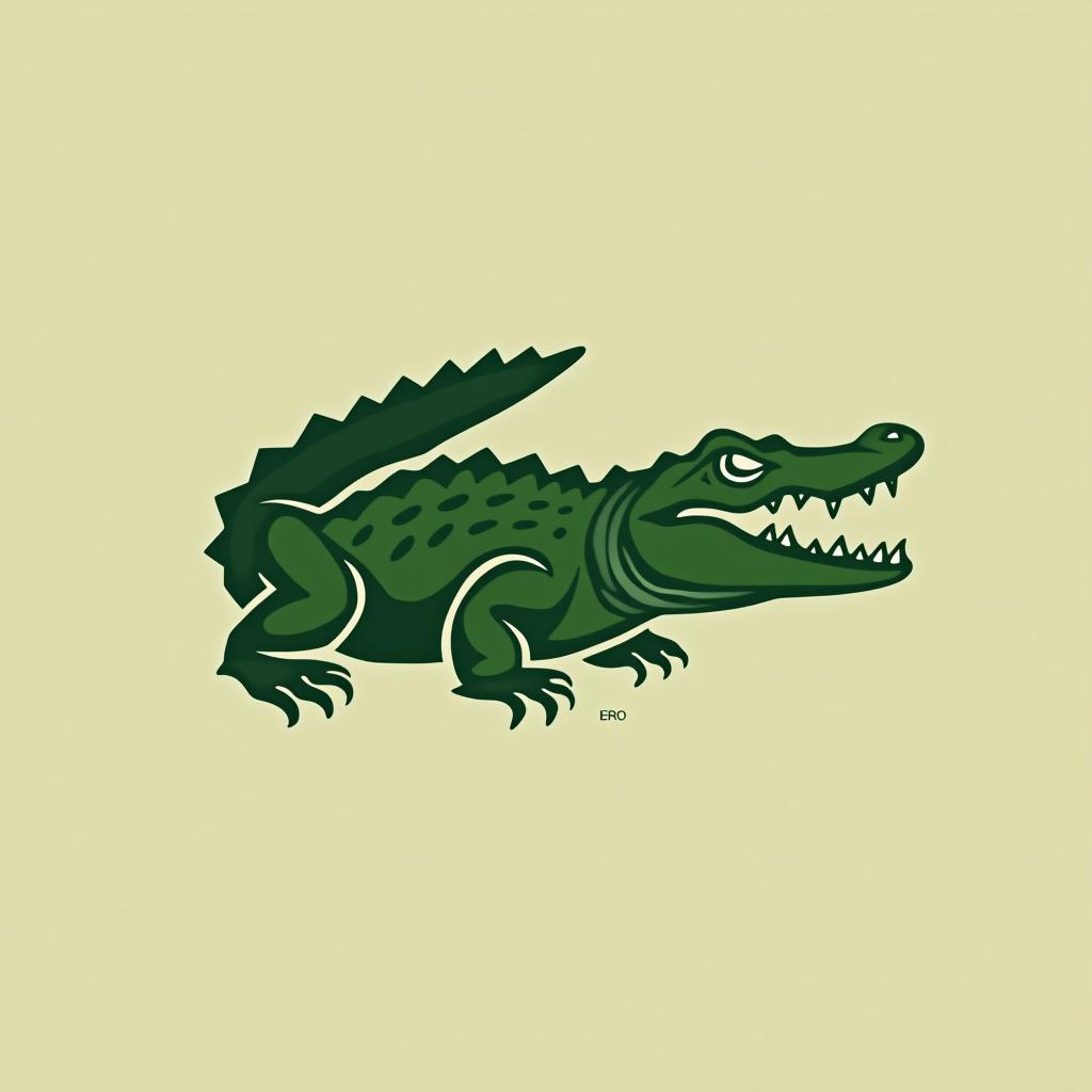  design a logo, t shirt of a design of a crocodile, green color, minimalistic