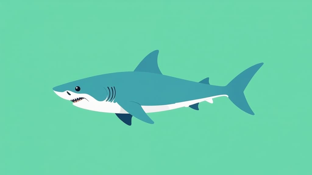  flat illustration, flaticon, (illustration:1.15), cartoon shark minimalism icon outline vector illustration on green background ar 16:9, [cory loftis, strobist, pascal campion :: 0.2]