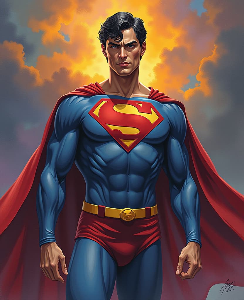  a painting of 1980's superman, vibrant, masterpiece