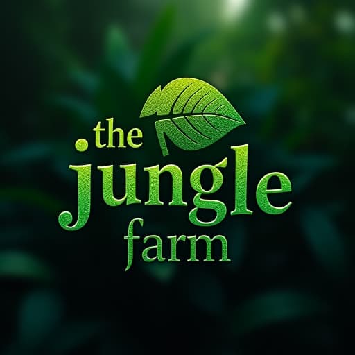  'the junglee farm' logo at the top of the post. the logo features a bold, serif font with slightly curved edges, rendered in a deep green color with a subtle texture, giving it a natural, organic feel. the text has a slightly raised, embossed effect, emphasizing its prominence. surround the logo with jungle foliage or leaves to maintain the theme. add text in the below "call for booking 97854 21314" font style bold, open sans font, in white color hyperrealistic, full body, detailed clothing, highly detailed, cinematic lighting, stunningly beautiful, intricate, sharp focus, f/1. 8, 85mm, (centered image composition), (professionally color graded), ((bright soft diffused light)), volumetric fog, trending on instagram, trending on tumblr, HDR 4K, 8K