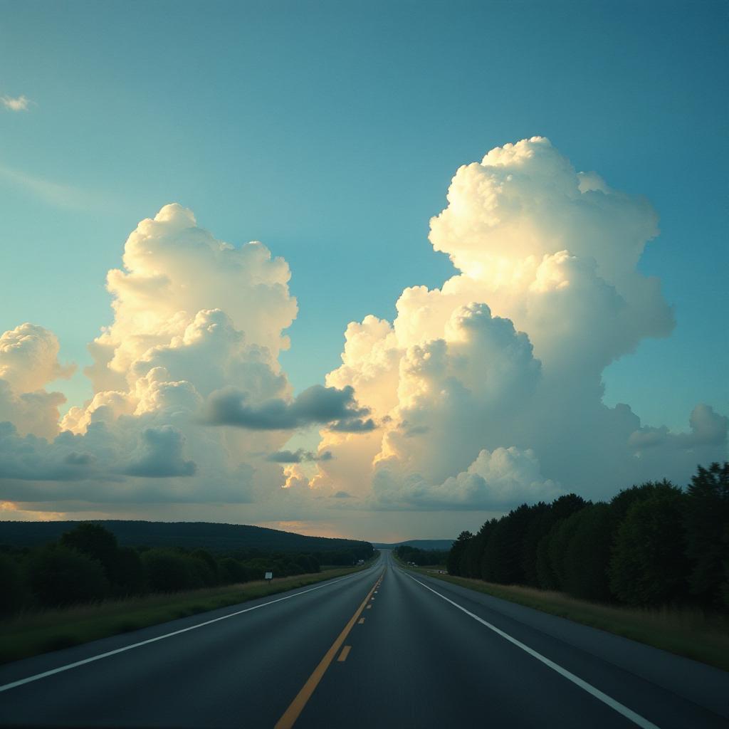  cinematic photo sky, clouds, road . 35mm photograph, film, bokeh, professional, 4k, highly detailed