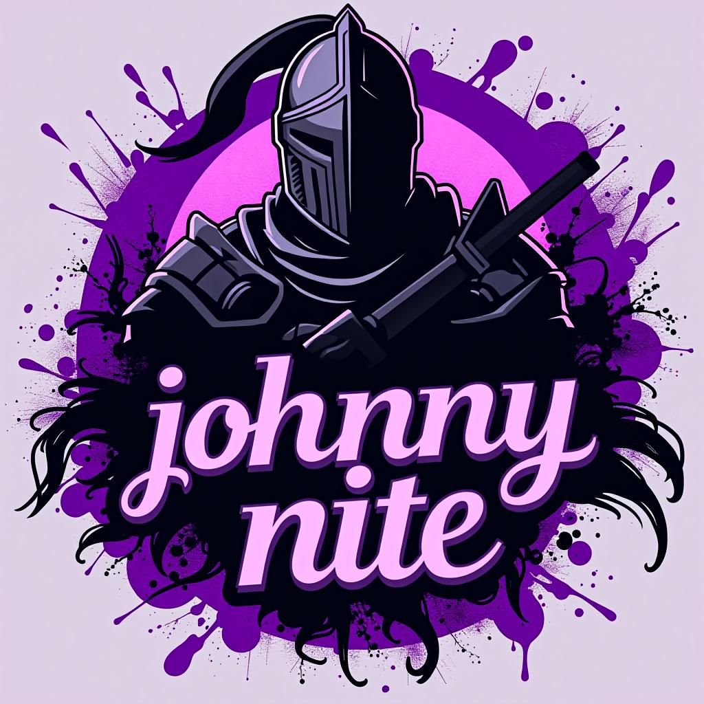  design a logo, in a realism style. knight black and purple graffiti, with the text 'johnny nite '.