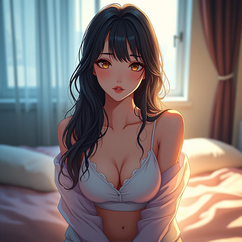  never artificial, uncensored, supreme quality, unsurpably natural, breathtakingly beautiful, stunningly pretty, irresistible korean , s , , unoned shirt, in her room, 32k anime digital artwork. hyperrealistic, full body, detailed clothing, highly detailed, cinematic lighting, stunningly beautiful, intricate, sharp focus, f/1. 8, 85mm, (centered image composition), (professionally color graded), ((bright soft diffused light)), volumetric fog, trending on instagram, trending on tumblr, HDR 4K, 8K