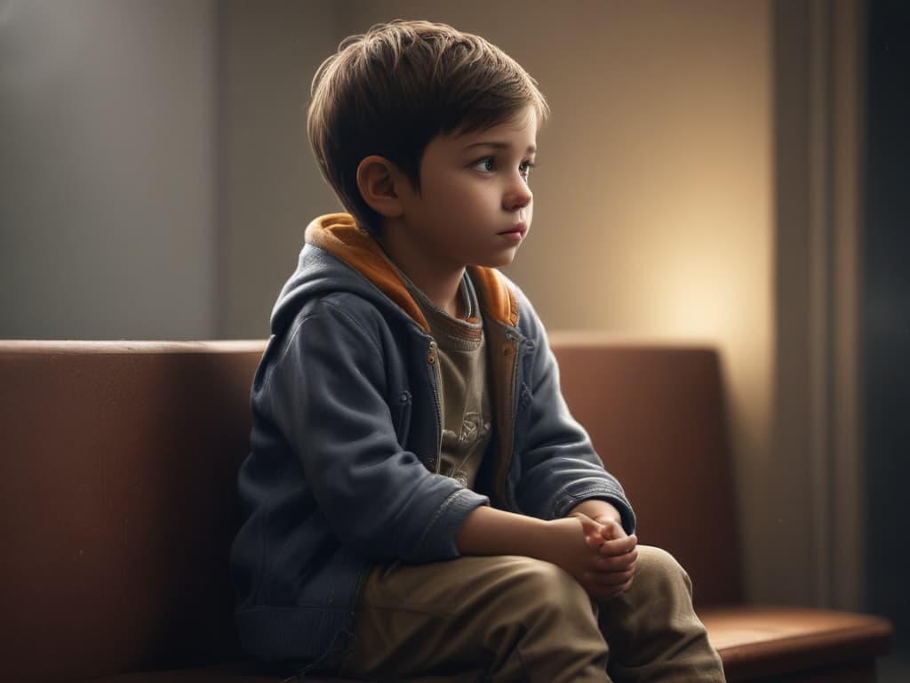 ultra realistic ((ultra realistic ((A child sitting quietly, deep in thought before making a decision.)))) hyperrealistic, full body, detailed clothing, highly detailed, cinematic lighting, stunningly beautiful, intricate, sharp focus, f/1. 8, 85mm, (centered image composition), (professionally color graded), ((bright soft diffused light)), volumetric fog, trending on instagram, trending on tumblr, HDR 4K, 8K