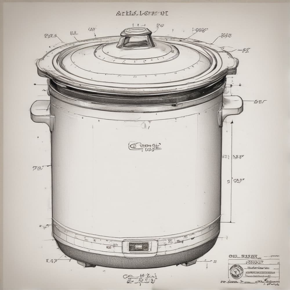 patent drawing style forCrock pot with a built in refrigerator