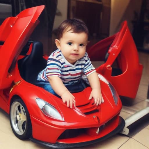 Bebe menino dirigindo uma Ferrari f50