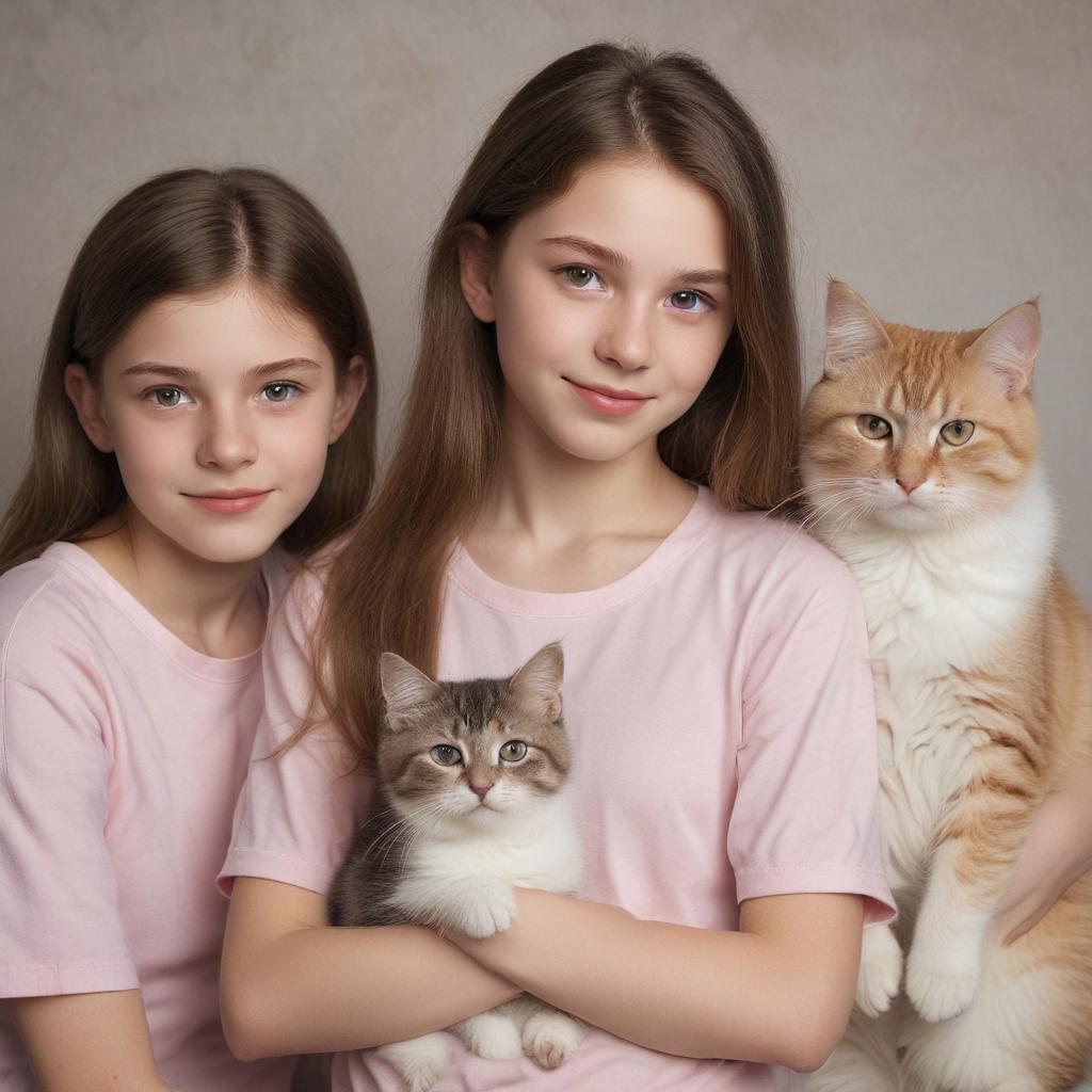 three 13 year old human girls with cat attributes