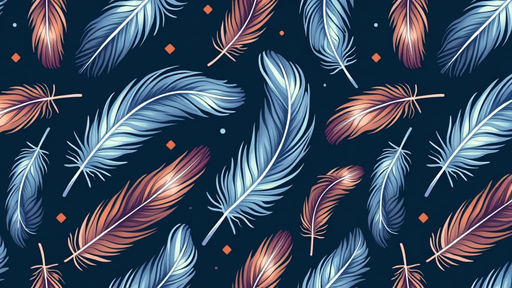  beautiful feather pattern seamless design background isolated with white highlights