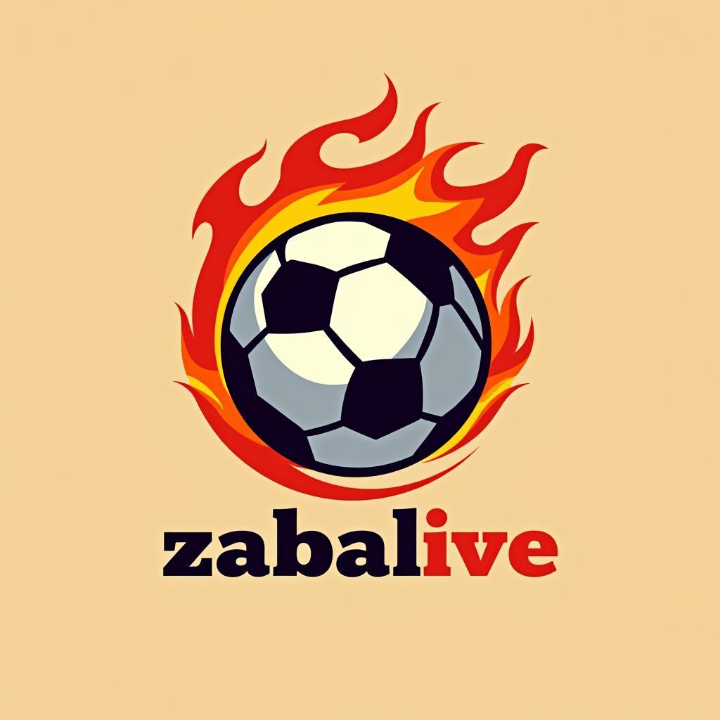  design a logo, soccer ball, fire, with the text 'zabalive'.