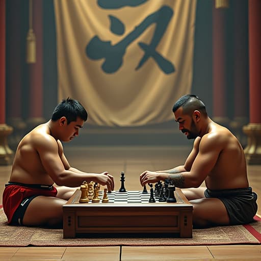  man playing chess with sumo