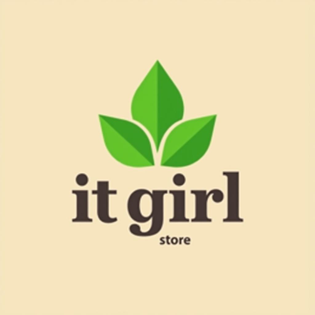  design a logo, logotipo geométrico minimalista de hoja verde, gráfico vectorial, with the text 'it girl store premium '.