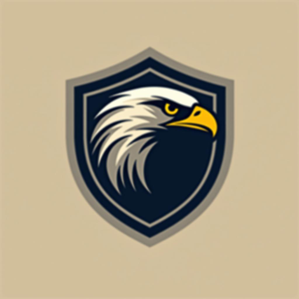  design a logo, create an emblem logo using an eagle’s eye and a shield, emphasizing the company’s focus on vigilance and protection.