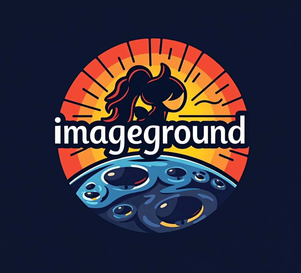  logo of text "imageground", ai girl