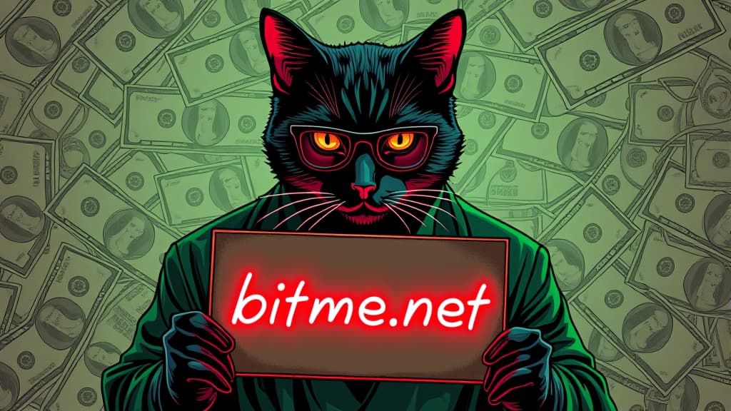  collage style the comic strip and the ass of the art, the black cat in green skins and dark glasses holds a sign with the neon letters "bitme.net," the background drawing in the form of a pattern of dolore bills . mixed media, layered, textural, detailed, artistic hyperrealistic, full body, detailed clothing, highly detailed, cinematic lighting, stunningly beautiful, intricate, sharp focus, f/1. 8, 85mm, (centered image composition), (professionally color graded), ((bright soft diffused light)), volumetric fog, trending on instagram, trending on tumblr, HDR 4K, 8K