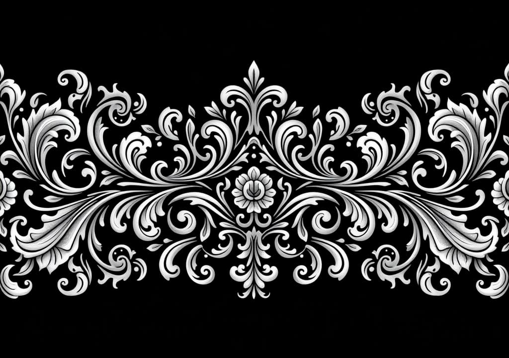  seamless paisley border pattern on black