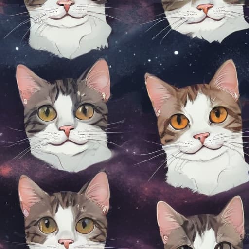 Cats in Comic Art style with Space background