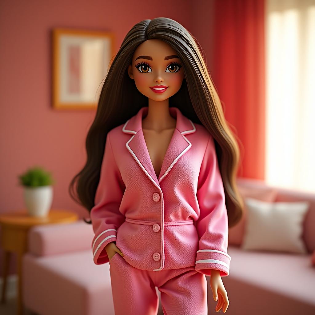  a stylish pajama on a girl in barbie style.